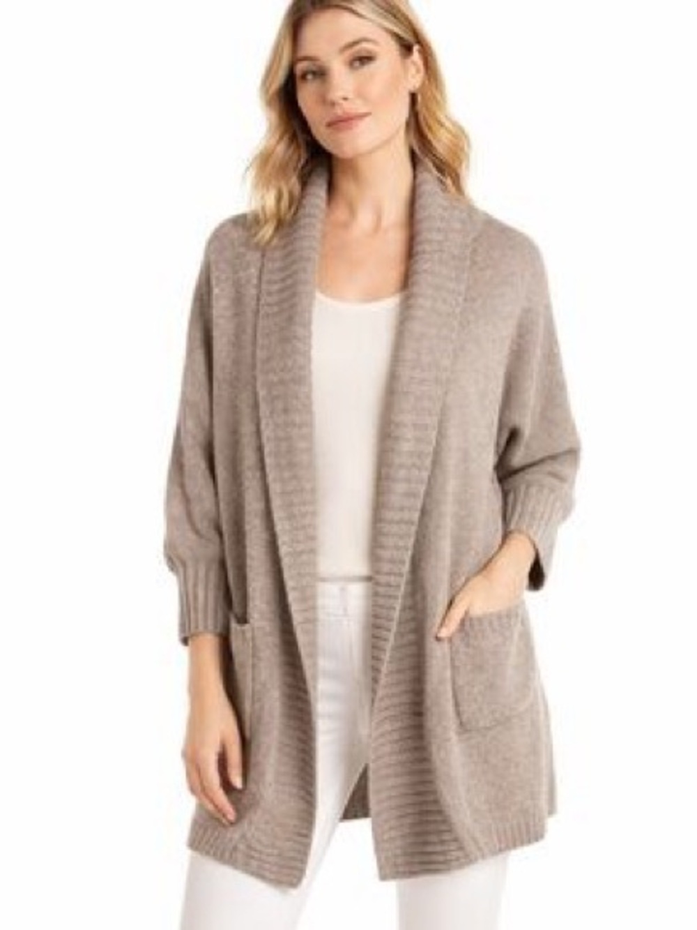 Cupcakes & cashmere Oversized Tan Cardigan - Size Small